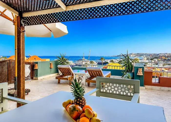 Apartment For Rent In Hurghada Marina Sea View Private Panoramic Rooftop Terrace